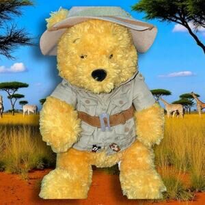 Disney Winnie the Pooh Safari Plush Explorer 13" Mickey Dale Pins Nursery Decor